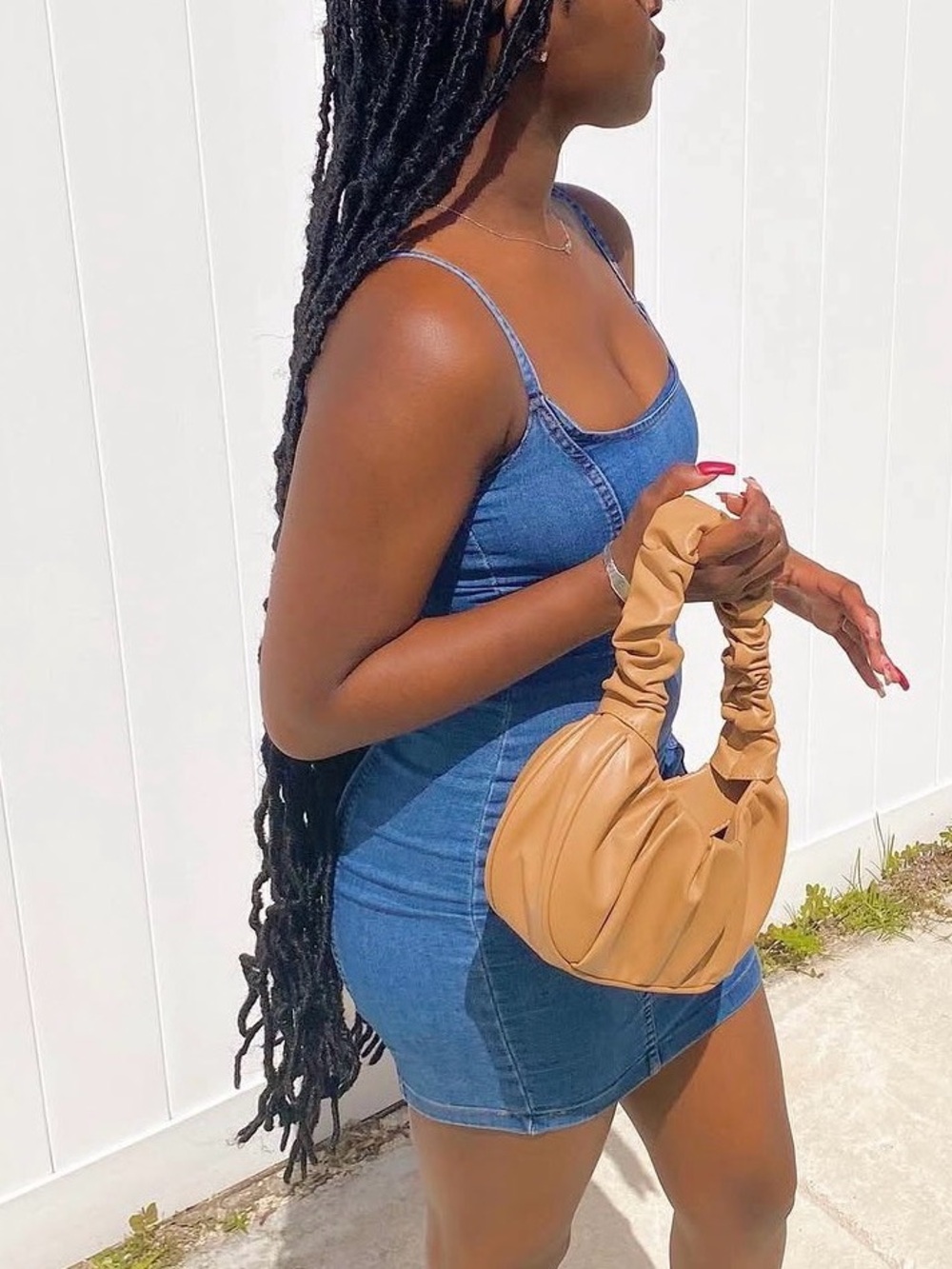Denim Blue Mini Dress with Spaghetti Straps